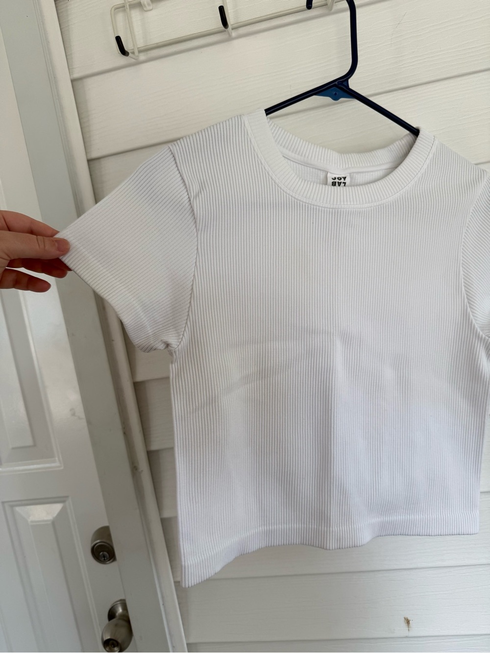 JoyLab White Ribbed Crewneck Top - Picture 3 of 4